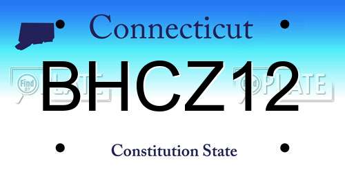BHCZ12 Connecticut License Plate