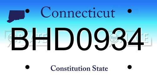 BHD0934 Connecticut License Plate