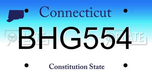 BHG554 Connecticut License Plate