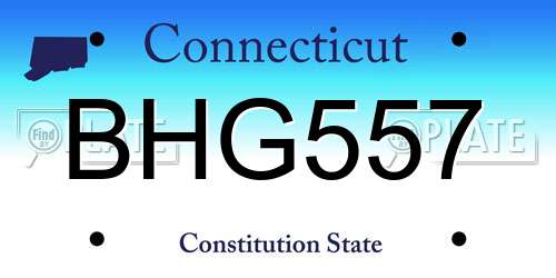BHG557 Connecticut License Plate