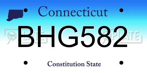 BHG582 Connecticut License Plate