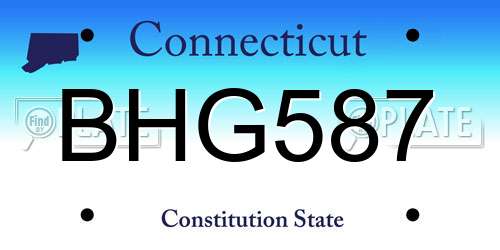BHG587 Connecticut License Plate