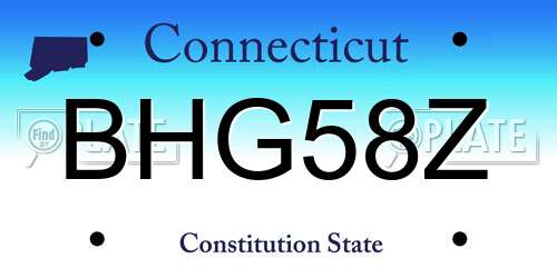 BHG58Z Connecticut License Plate