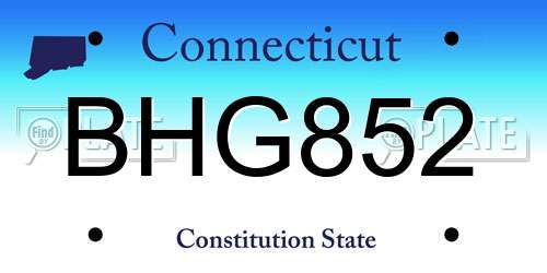 BHG852 Connecticut License Plate