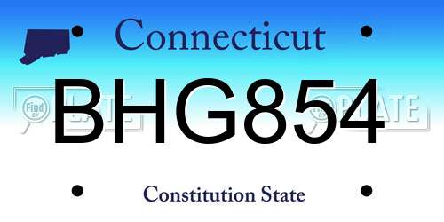 BHG854 Connecticut License Plate