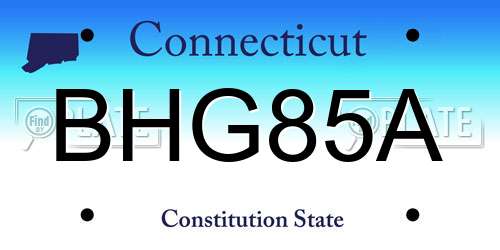 BHG85A Connecticut License Plate