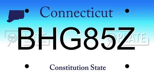 BHG85Z Connecticut License Plate