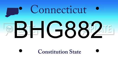 BHG882 Connecticut License Plate