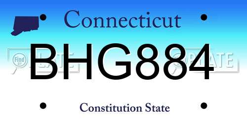 BHG884 Connecticut License Plate