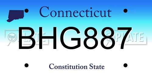 BHG887 Connecticut License Plate