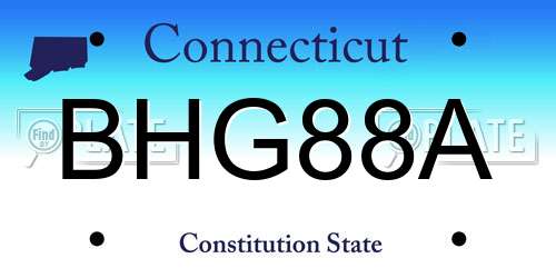BHG88A Connecticut License Plate