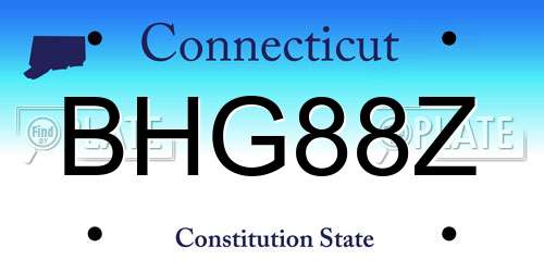 BHG88Z Connecticut License Plate