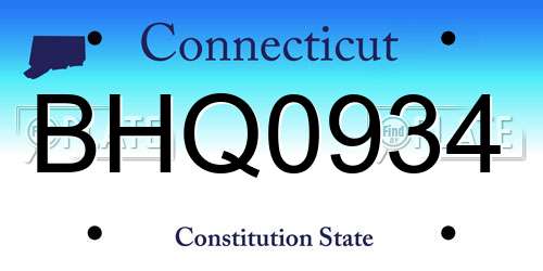 BHQ0934 Connecticut License Plate