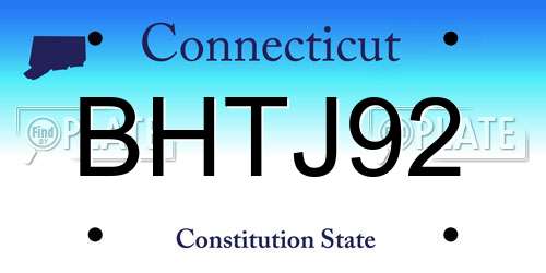 BHTJ92 Connecticut License Plate