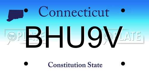 BHU9V Connecticut License Plate