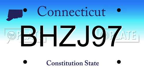 BHZJ97 Connecticut License Plate