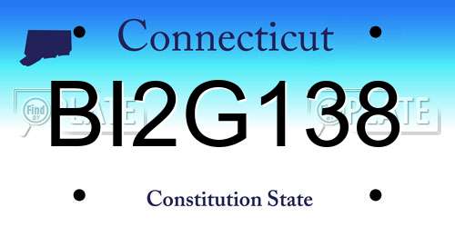 BI2G138 Connecticut License Plate