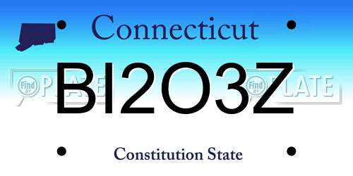 BI2O3Z Connecticut License Plate
