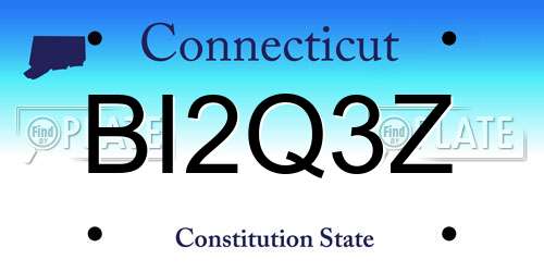 BI2Q3Z Connecticut License Plate
