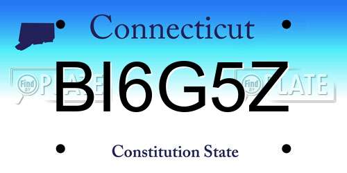 BI6G5Z Connecticut License Plate