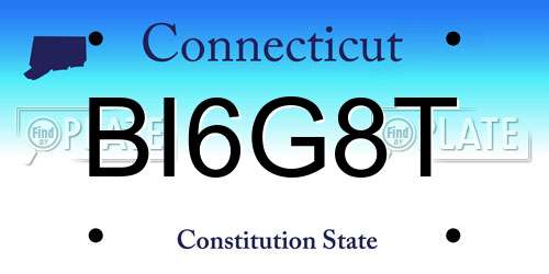 BI6G8T Connecticut License Plate