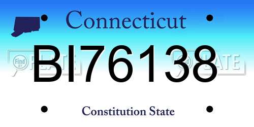 BI76138 Connecticut License Plate