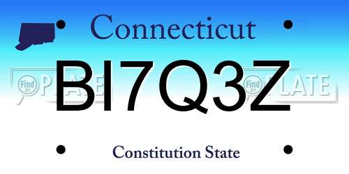 BI7Q3Z Connecticut License Plate