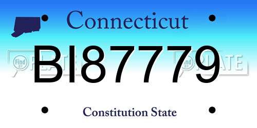 BI87779 Connecticut License Plate