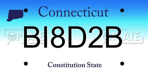 BI8D2B Connecticut License Plate