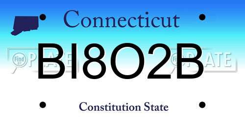 BI8O2B Connecticut License Plate