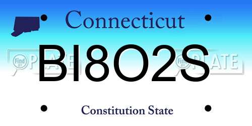 BI8O2S Connecticut License Plate
