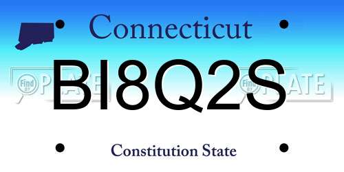 BI8Q2S Connecticut License Plate
