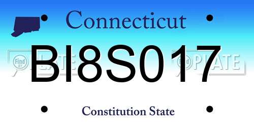 BI8S017 Connecticut License Plate