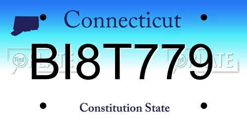 BI8T779 Connecticut License Plate