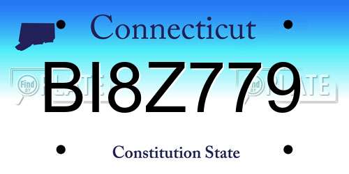 BI8Z779 Connecticut License Plate