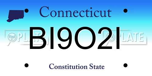BI9O2I Connecticut License Plate