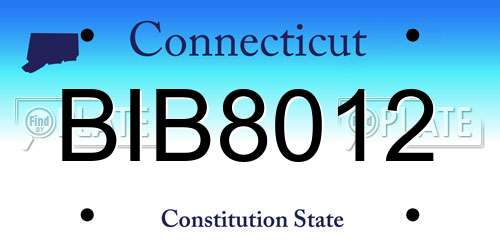 BIB8012 Connecticut License Plate