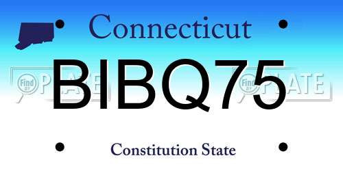 BIBQ75 Connecticut License Plate