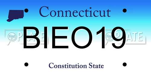 BIEO19 Connecticut License Plate