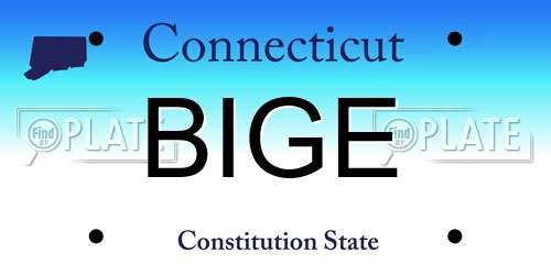 BIGE Connecticut License Plate