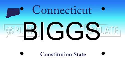 BIGGS Connecticut License Plate
