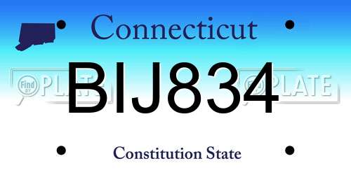 BIJ834 Connecticut License Plate