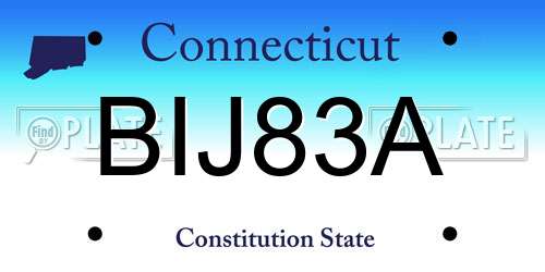 BIJ83A Connecticut License Plate