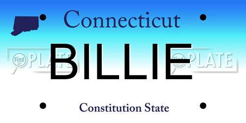 BILLIE Connecticut License Plate
