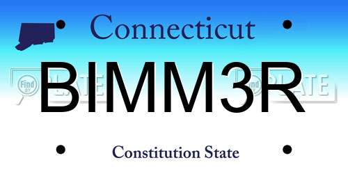 BIMM3R Connecticut License Plate