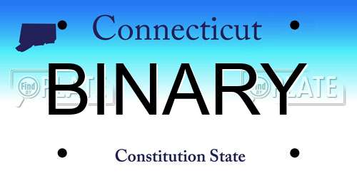 BINARY Connecticut License Plate