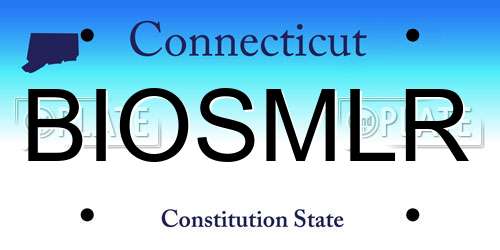 BIOSMLR Connecticut License Plate