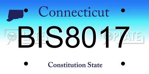 BIS8017 Connecticut License Plate