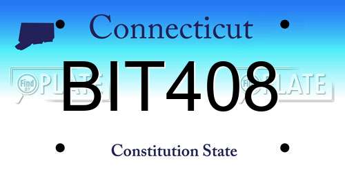 BIT408 Connecticut License Plate