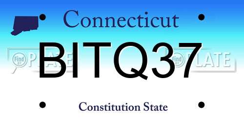 BITQ37 Connecticut License Plate